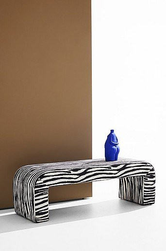 Odette Bank Zebra Muster in Schwarz-Multicolor mit Kiefernholz, Breite: 120 cm - Bild 1