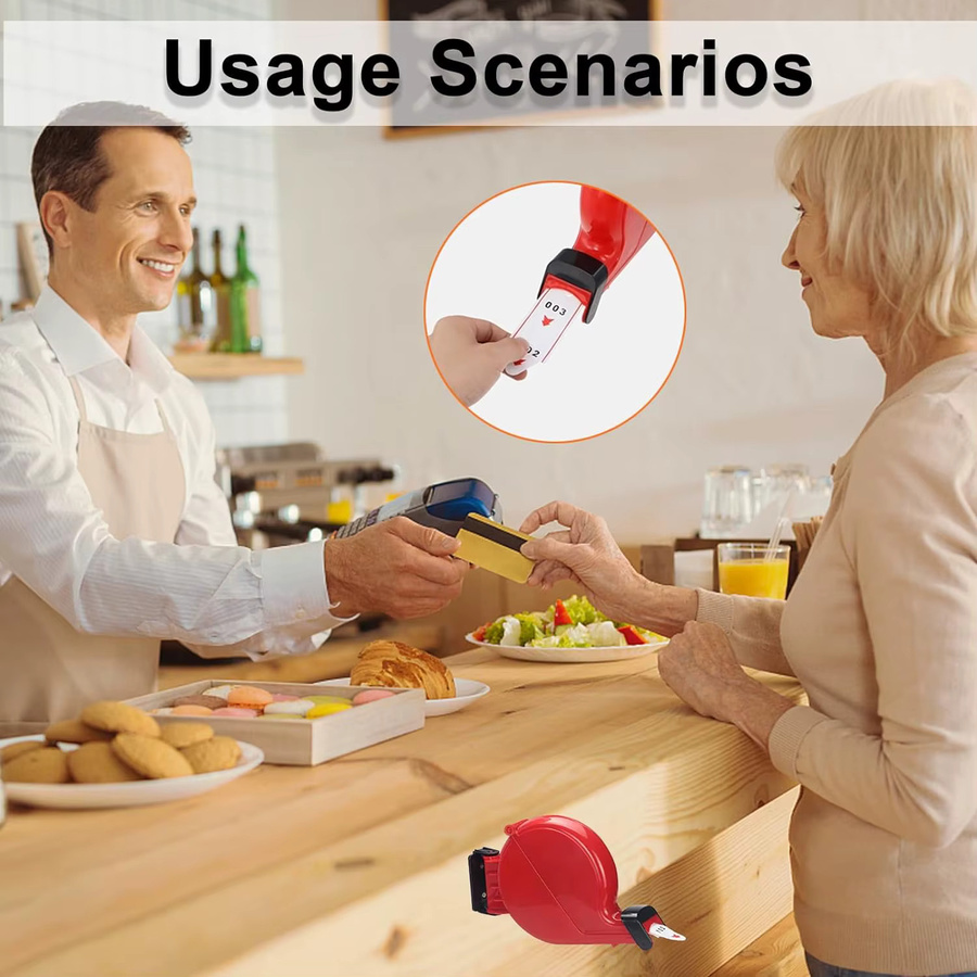 Ycall Warteschlangenmanagementsystem Tippelausgabeautomat mit Ticketpapierrolle in Rot - Bild 2