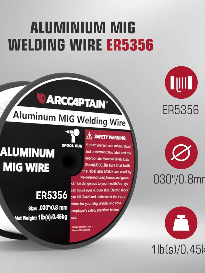 ARCCAPTAIN Aluminium MIG Schweißdraht ER5356 Al-Si für Spulenpistolen in Silber, 0,8 mm und 0,9 mm - Bild 6