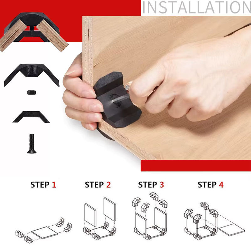 8 Stück QDS Möbelverbinder rechtwinklig in Schwarz für Holzplanken und DIY-Holzarbeiten - Bild 4