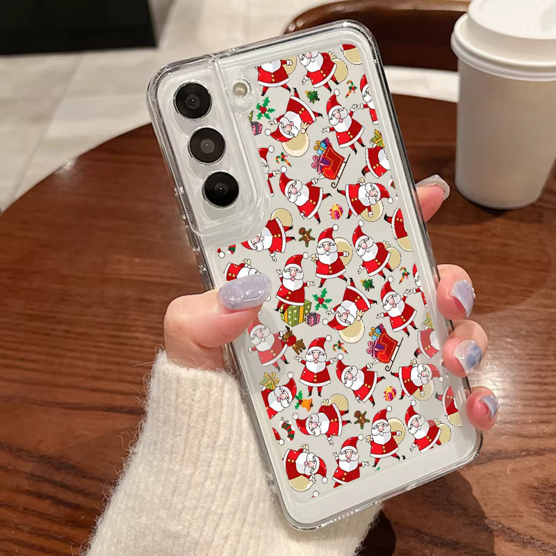 MOESOE Handyhülle mit Cartoon Santa Claus Design für Samsung Galaxy S25 S24 S23 S22 Ultra Plus FE A56 A36 A17 A16 A15 A55 A54, Transparent, Multicolour, TPU Schutzhülle - Bild 2