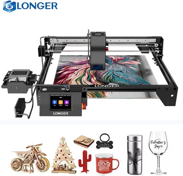 LONGER RAY5 40W Lasergravur-Schneidemaschine mit Auto-Luftpumpe, 3,5 Zoll Smart Touchscreen und WIFI, Farbe: Schwarz, Arbeitsbereich: 38,5 x 38,5 cm - Bild 1