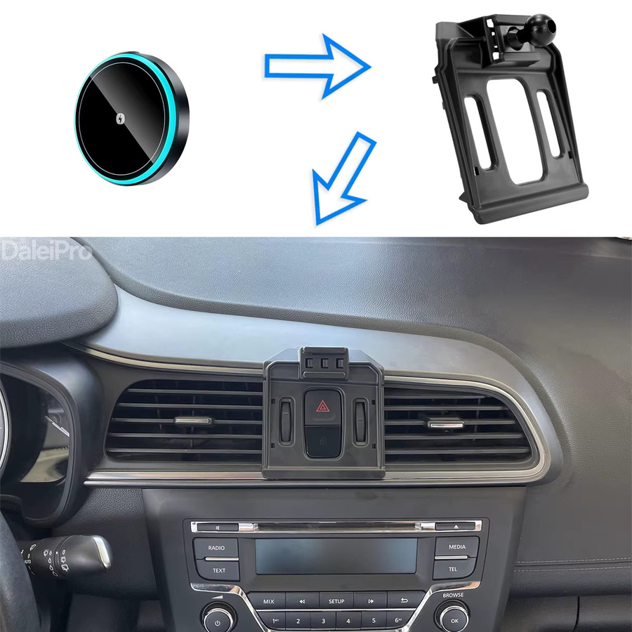 DaleiPro Magnetische Handyhalterung mit kabellosem Ladegerät für Renault Kadjar 2015-2019 in Schwarz - Bild 2