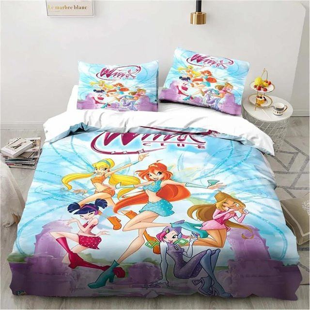 Winx Anime Kawaii Bettwäsche-Set aus Mikrofaser, 3-teilig, Mehrfarbig, B/H: 200 x 200 cm - Bild 1