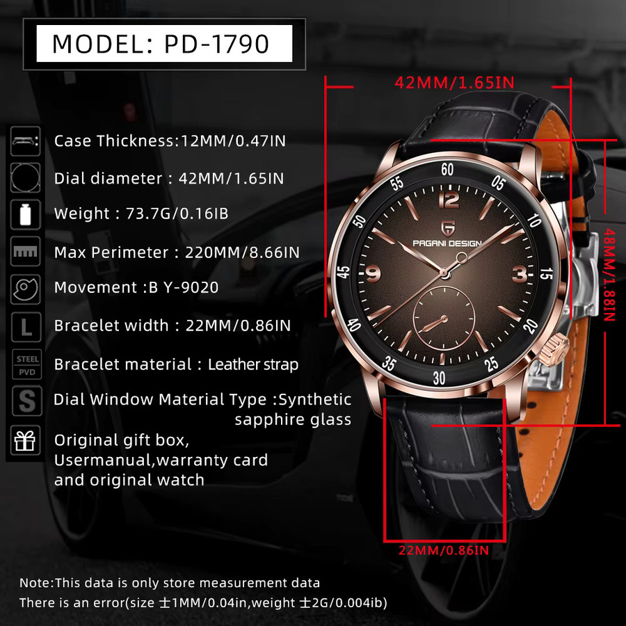 PAGANI DESIGN Armbanduhr, Automatik, Edelstahl, Saphirglas, 42 mm, Herren - Bild 2