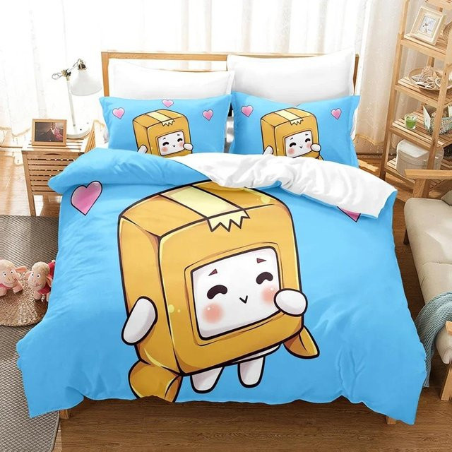 Lankybox Foxy Boxy Bettwäsche-Set für Kinder mit Cartoon-Motiv, Blau, B/H: 135 x 200 cm - Bild 1