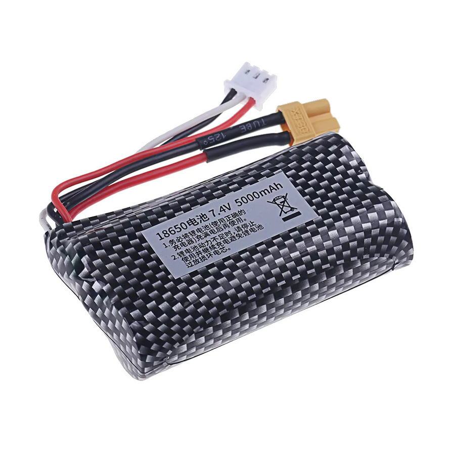 HUINA Lipo Batterie 7,4 V 5000 mAh mit XT30 Stecker für HUINA 580 1580 1583 RC Spielzeug Zubehör 2S Schwarz - Bild 2