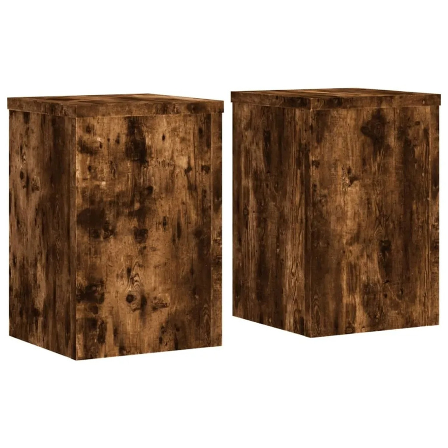 vidaXL Pflanzenständer 2er Set aus Holzwerkstoff in Raucheiche, B/T/H: 25 x 25 x 35 cm - Bild 2