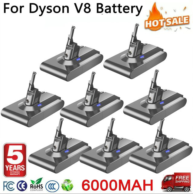 Bonacell Ersatzakku 6000 mAh für Dyson V8 V8 Absolute V8 Animal SV10 SV25 Akku in Grau - Bild 1