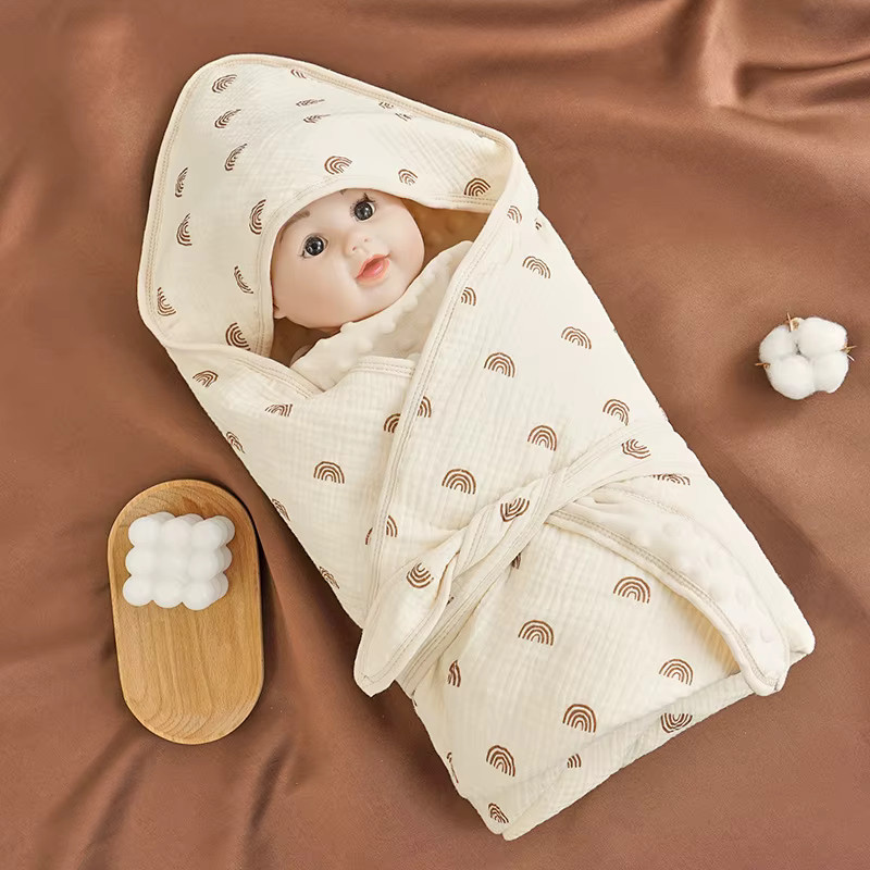 Baby Swaddle Decke aus reiner Baumwolle für Neugeborene mit niedlichem Cartoon-Design, dünne Sommerdecke für Babys, Unisex - Bild 1