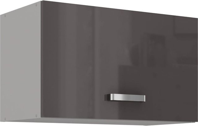 Küchen Hängeschrank Grey Bianca in Hochglanz Grau mit Schranktüren - Bild 1