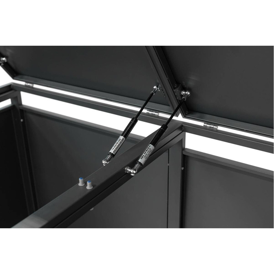 Westmann Mülltonnenbox 2-fach in Holzoptik aus Stahl, Anthrazit, B/T/H: 132 x 80 x 116 cm - Bild 6