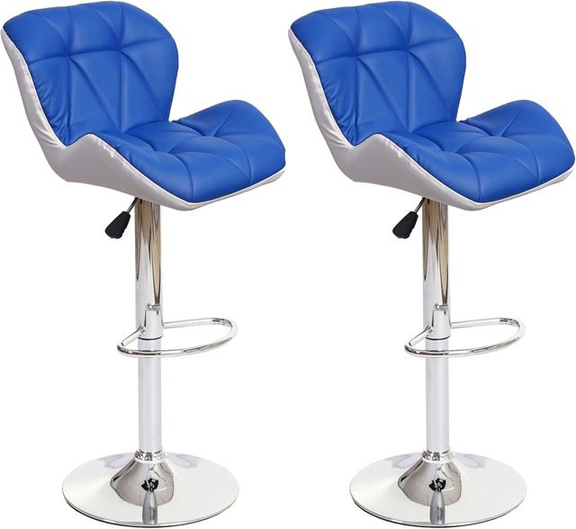 2er-Set Barhocker MCW-A92 höhenverstellbare Barstühle aus Kunstleder in Blau - Bild 1