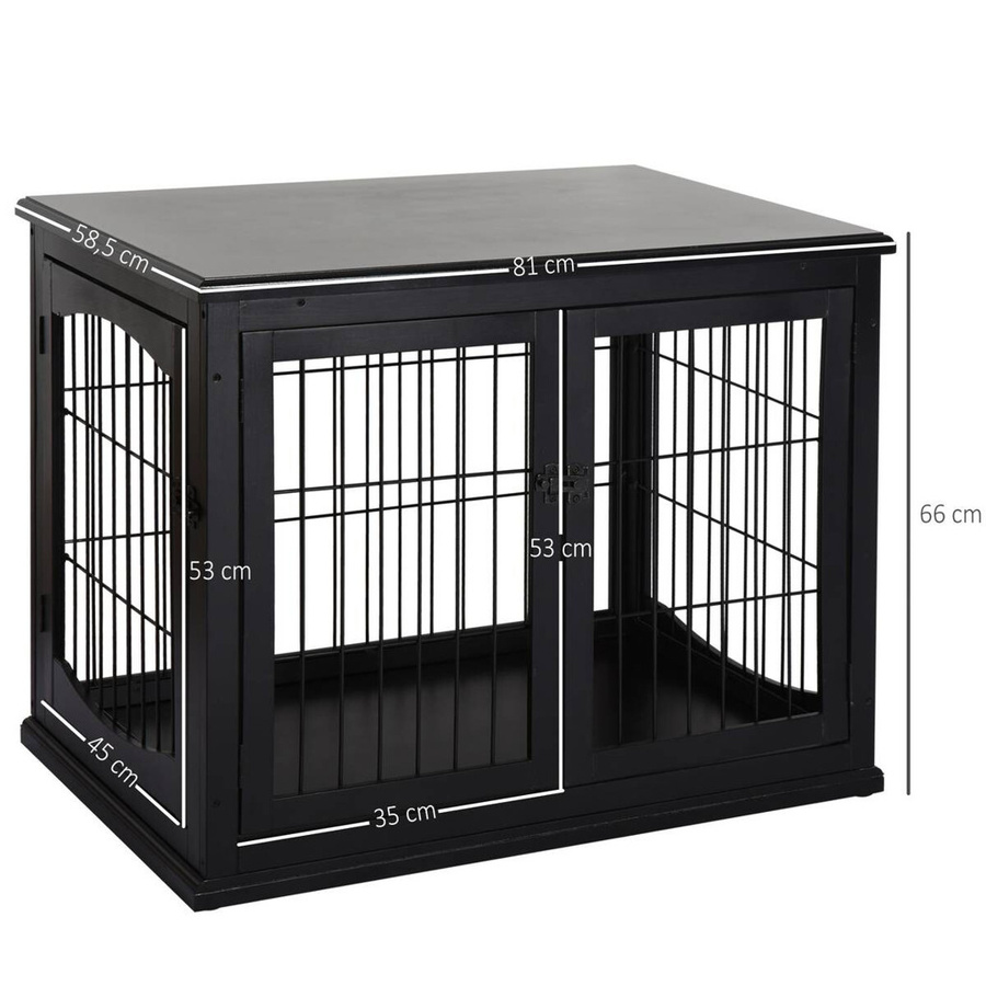 PawHut Hundekäfig in Schwarz aus MDF und Metall, B/T/H: 81 x 58,5 x 66 cm - Bild 4