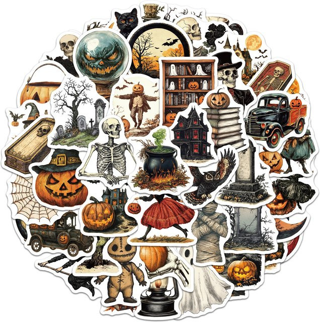 50-teiliges Set Horror-Halloween-Aufkleber, multicolor - Bild 1