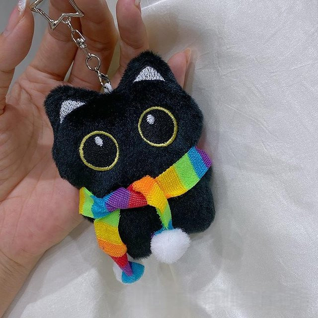 Schwarze Katze Quetsch-Stofftierpuppe, Schlüsselanhänger, 1-teiliges Set, ab 14 Jahren - Bild 1
