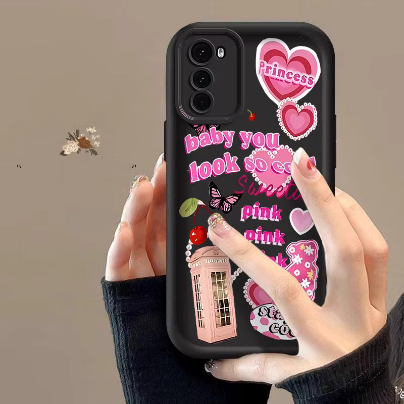Silikon Handyhülle mit Schmetterlings-Design und Lanyard für Motorola E32, E30, E15, E13, E14, E40, E22i, Moto G60, G60s, G60f, G50, G50 Neo, G50 Pro in Schwarz - Bild 2