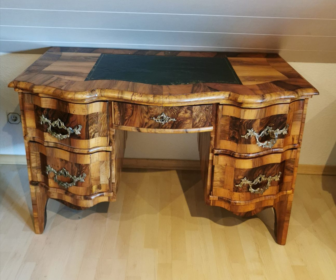 Barock Sekretär Schreibtisch Antikhof Brück in Nussbaum Braun B/T/H: 120 x 65 x 77 cm - Bild 1
