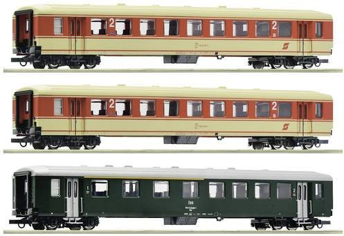Roco 3er-Set Jaffa-Express der ÖBB H0 Modellbauwagen in Blutorange und Elfenbein - Bild 1