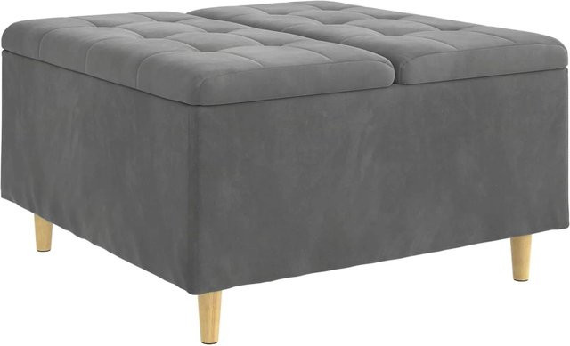 vidaXL Aufbewahrungsottomane aus Samt in Dunkelgrau, B/T/H: 80 x 80 x 45 cm - Bild 1