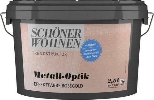 Schöner Wohnen Effektfarbe Trendstruktur in Metall-Optik Rosegold Pink, 2,5 l - Bild 1