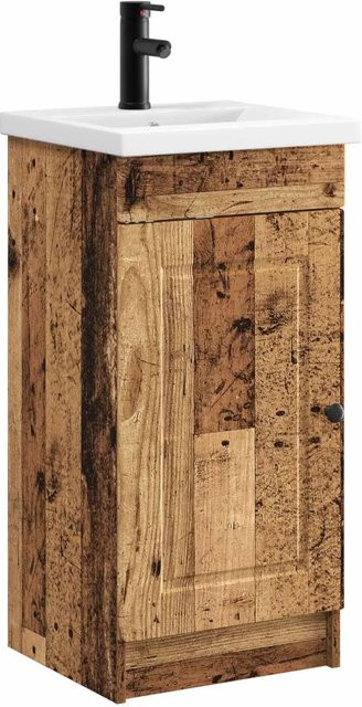 vidaXL Badezimmerschrank mit Waschbecken in Altholz-Optik, Braun, B/T/H: 42 x 40 x 84,5 cm - Bild 1