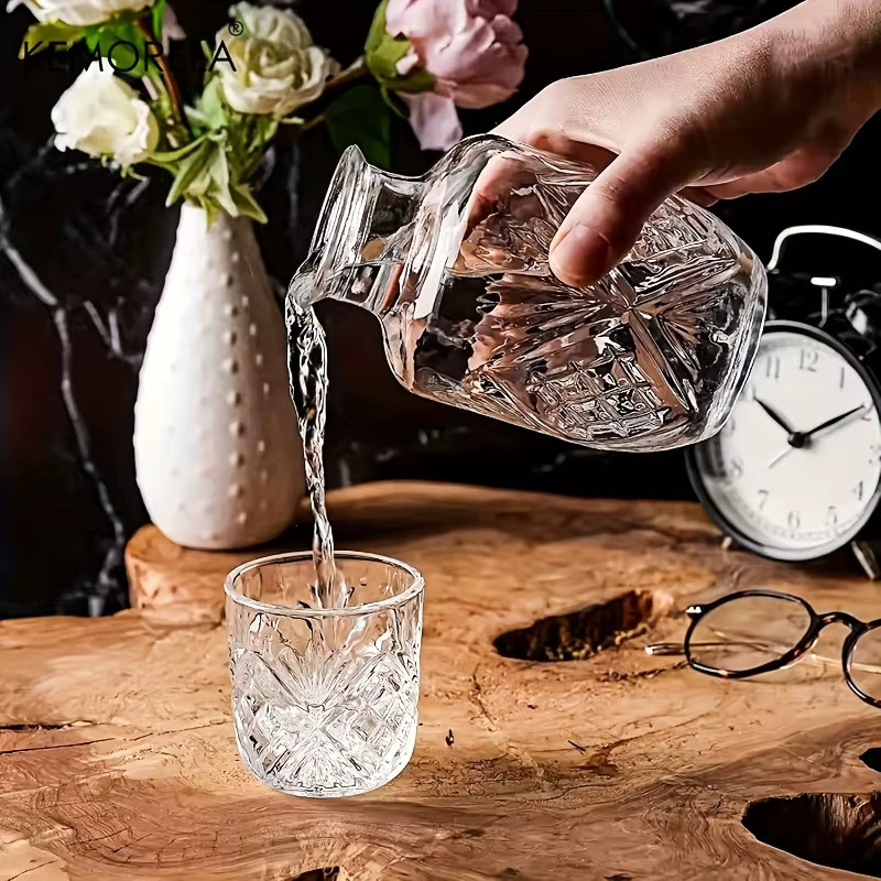 KEMORELA Kristallglas Trinkset mit Karaffe und Tassen, transparent, 500 ml - Bild 4