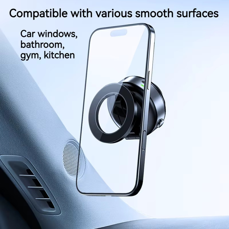 X98 Magnetischer Autotelefonhalter aus Metall mit elektrischem Vakuum, 360 Grad drehbar und faltbar, Schwarz, Universell für iPhone und Samsung - Bild 4