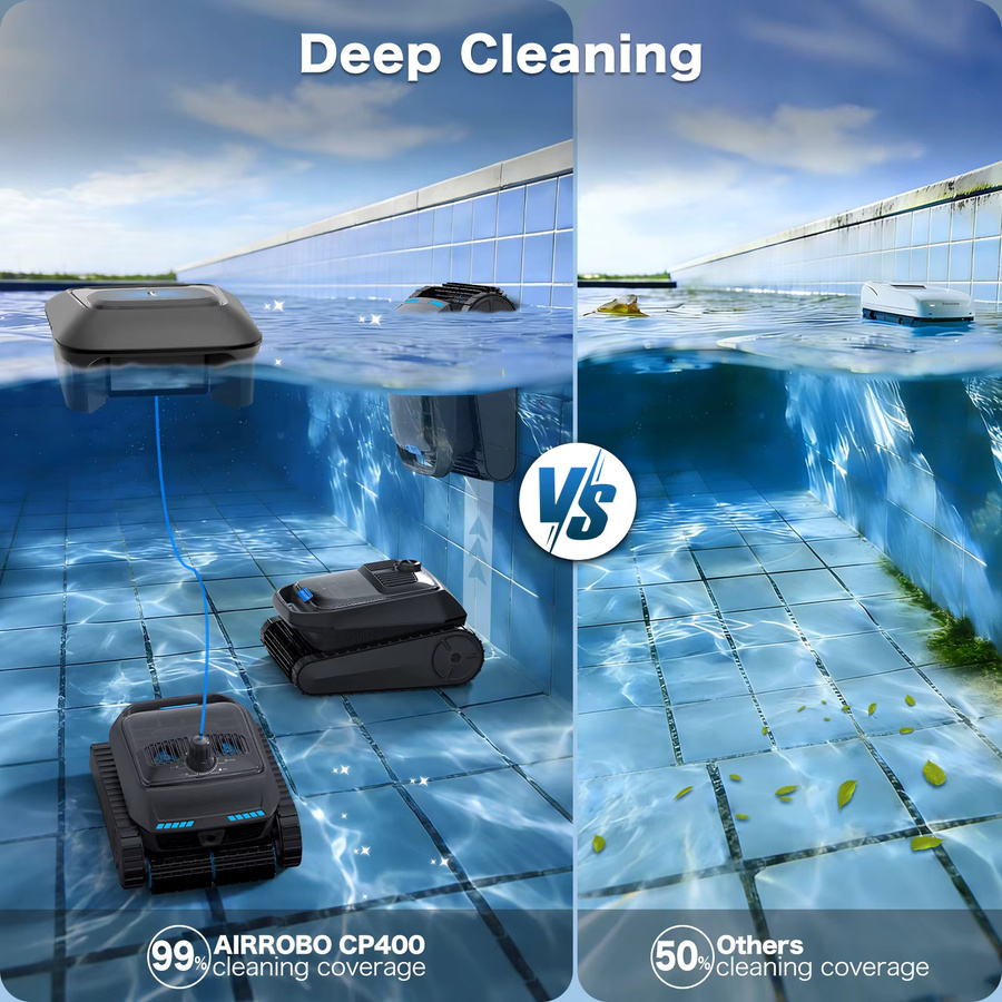 AIRROBO CP400 Poolroboter mit App-Steuerung, Smart Navigation für Wand- und Bodenreinigung, 45000PA Saugkraft, Schwarz - Bild 3