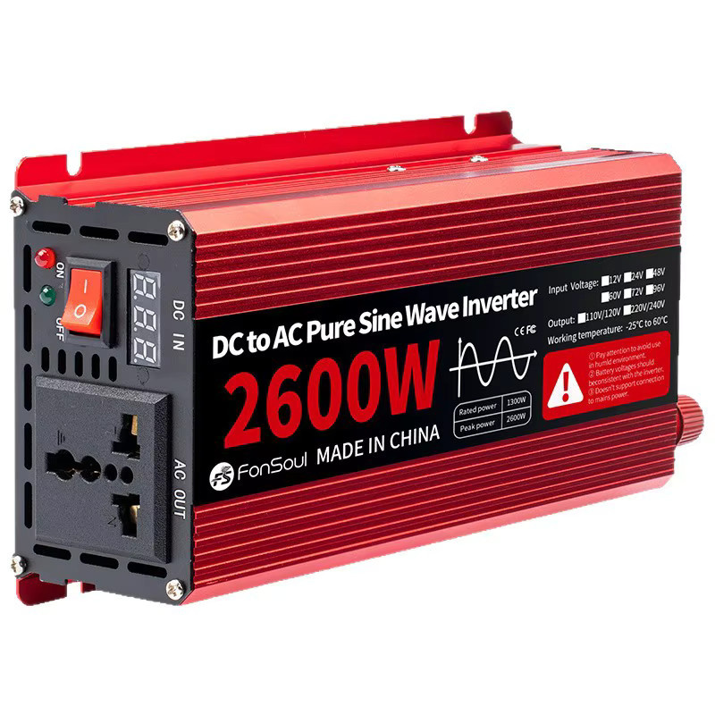 Reiner Sinus Off-Grid Wechselrichter DC zu AC 220 V 230 V 240 V für Autobatterien mit 2600 W und 1600 W in Rot - Bild 3
