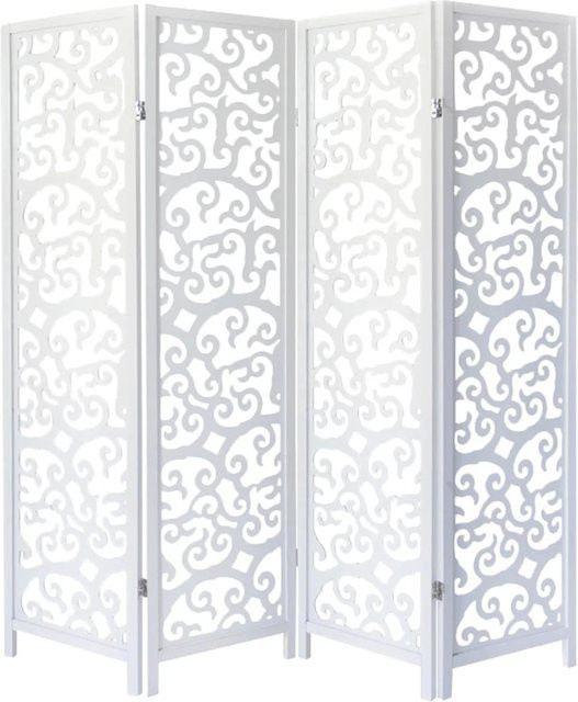 Homestyle4u 4-tlg. Paravent aus Holz in Weiß, B/H: 173 x 175 cm - Bild 1