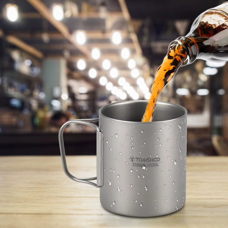Tomshoo Doppelwandige Titan-Tasse für Kaffee und Tee, Farbe: Silber, Volumen: 220 ml, 350 ml, 450 ml oder 600 ml - Bild 3