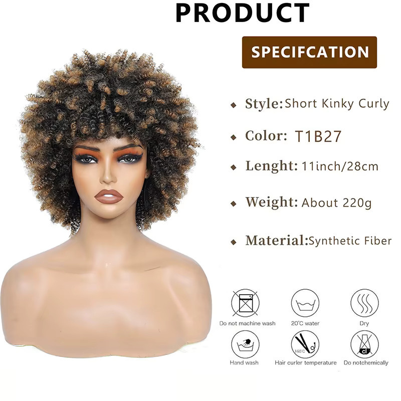 ISIGROSI Afro-Lockenperücke, 11 Zoll, Schwarz, Damen - Bild 2