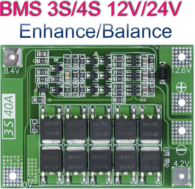 Diymore BMS Batteriemanagementsystem für Li-Ion Lithium Akkus, Green, 3S bis 5S, 10A bis 100A, 12V/24V mit Balance-Funktion und Equalizer - Bild 1