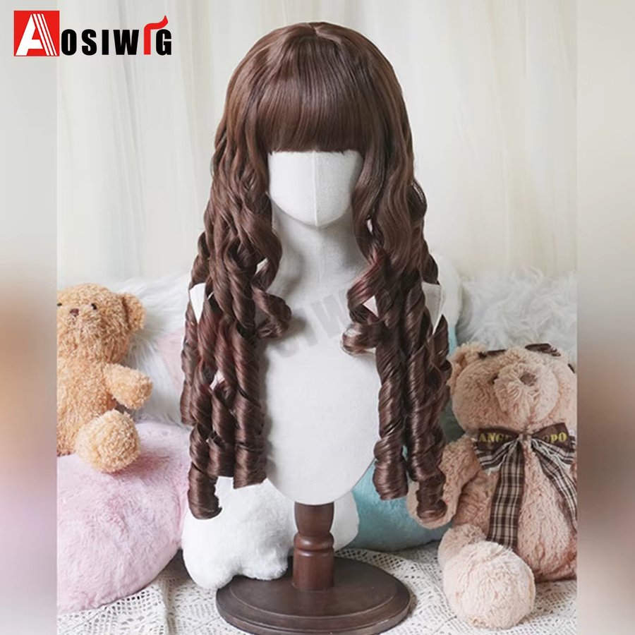 aosiwig Perücke, synthetisch, lang, wellig, gold/braun, Damen - Bild 2