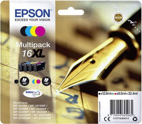 Epson Original Tintenpatronen 16XL Multipack CMYK Schwarz, Cyan, Magenta, Gelb C13T16364012 - Bild 1