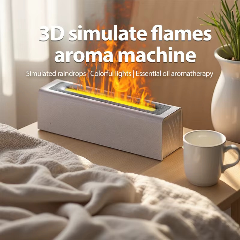 HAOYUNMA Flammen-Aroma-Diffusor und Luftbefeuchter in Schwarz mit 7-Farben-Lichteffekten und Timer-Funktion - Bild 4