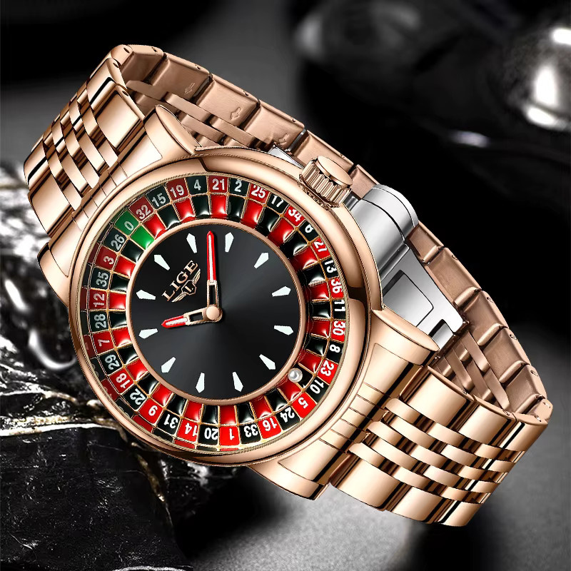 LIGE Armbanduhr Edelstahl, Roségold, Quarz, Herren - Bild 2