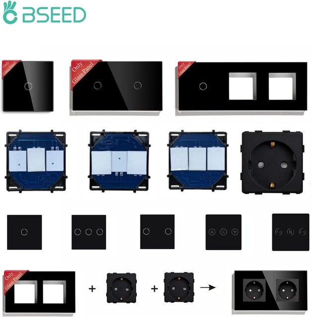 BSEED Wandleuchte mit LED-Dimmer, Touch-Schalter und Glasscheiben für DIY-Montage - Bild 1