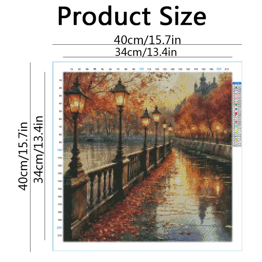 HUACAN Stickerei Kit Herbst Landschaft Kreuzstich Set mit bedruckter Leinwand B/B/H: 30 x 30 x 0,11 cm - Bild 2