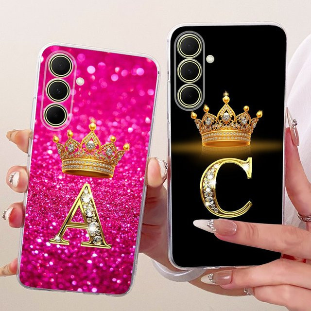 Luxus Silikon Handyhülle mit Crown-Buchstaben für Samsung Galaxy A17 A37 A57 5G in Pink - Bild 1