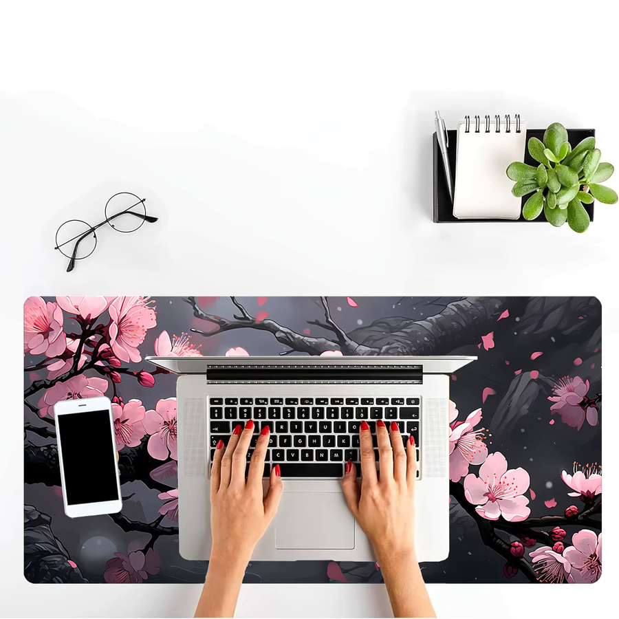 Mairuige Sakura Gaming-Mauspad in Schwarz und Rosa mit glatter Oberfläche und rutschfester Unterseite - Bild 3
