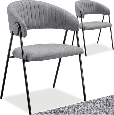 tectake Bedano Armlehnstuhl 2er Set aus Webstoff mit Steppmuster in Grau, B/T/H: 60 x 58 x 85 cm