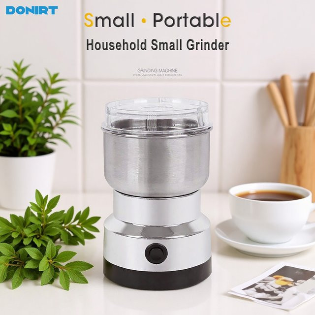 Donirt Mini Elektrische Mühle mit 4 Klingen in Silber, 300 ml für Kaffee, Gewürze, Getreide und Babynahrung - Bild 1