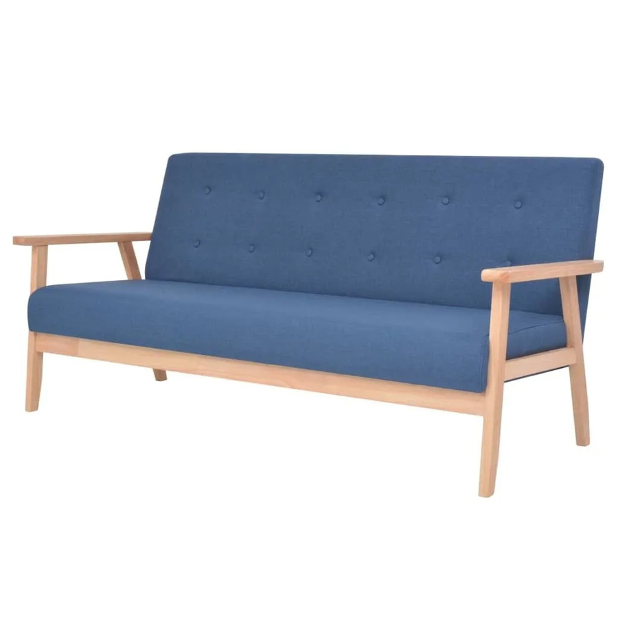 vidaXL 3-Sitzer Polster-Sofa in Blau mit skandinavischem Design und Stoffbezug - Bild 2