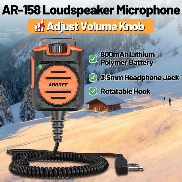 ABBREE AR-158 Walkie Talkie 2-poliges Lautsprechermikrofon in Schwarz mit einstellbarer Lautstärke für Baofeng UV-5R BF-888S UV-5RH 21 PRO DM-1701 AR-152 HAM Radio - Bild 1