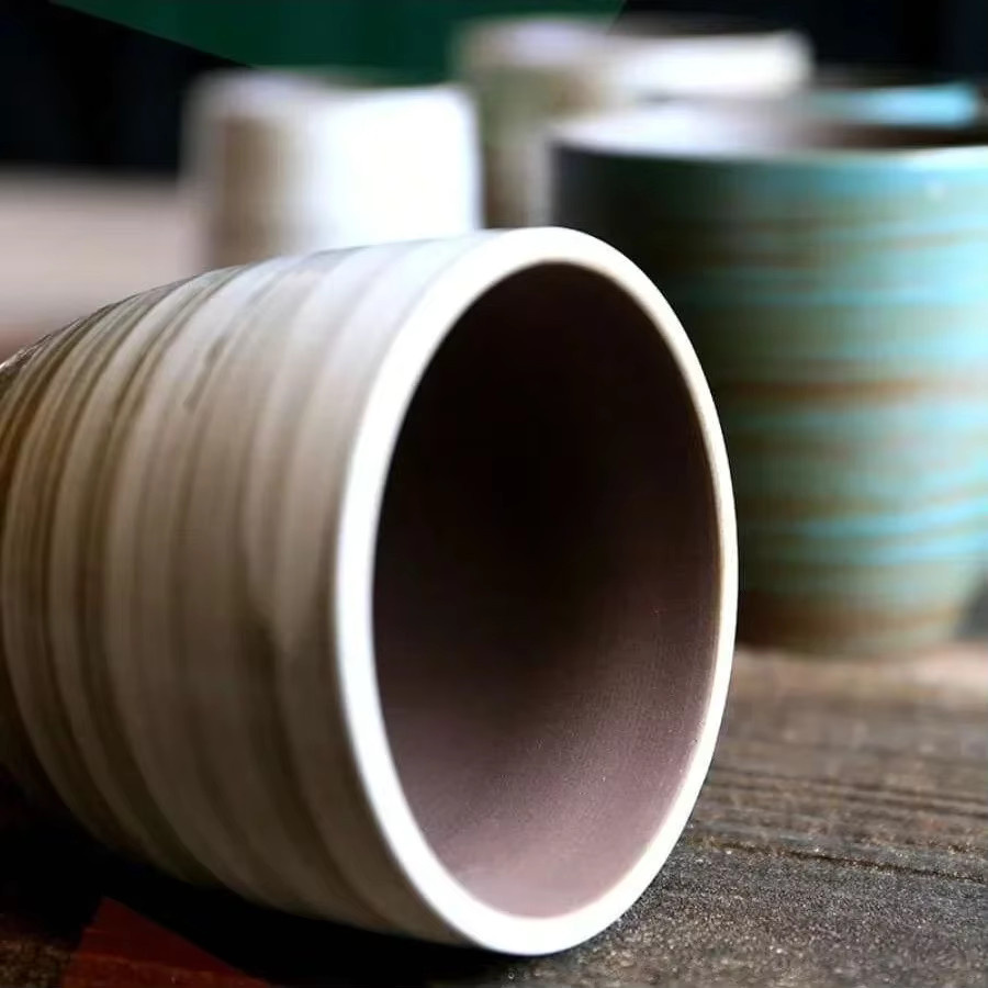 Handbemalte Steinzeugtasse mit Crackle-Glasur im Vintage-Stil, Keramiktasse für Kaffee und Tee, spülmaschinenfest - Bild 4
