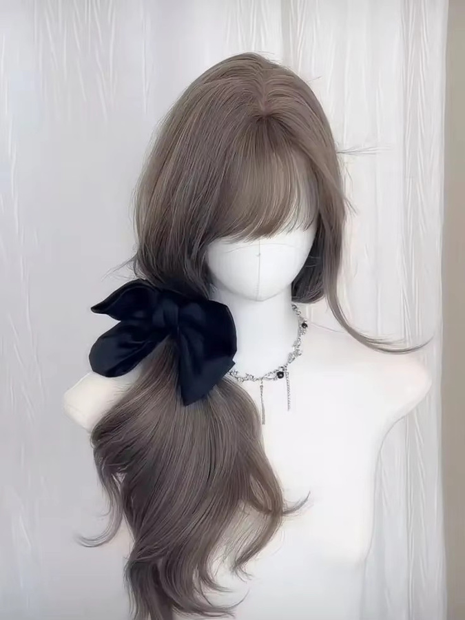 Ashely wigs Perücke, graubraun, lang gewellt mit Pony, 61 cm - Bild 2