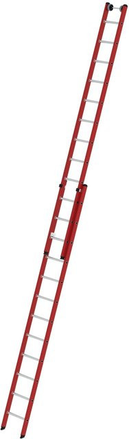 PROREGAL Sprossen-Schiebeleiter 2-teilig aus GFK und Alu in Rot ohne Traverse mit 2 x 12 Sprossen - Bild 1