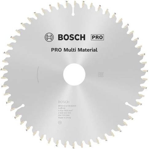 Bosch Multi Material Kreissägeblatt mit Hartmetallspitzen, Farbe: Silber, Durchmesser: 200 mm, Bohrung: 30 mm, Sägeblattstärke: 2,4 mm, 54 Zähne - Bild 1